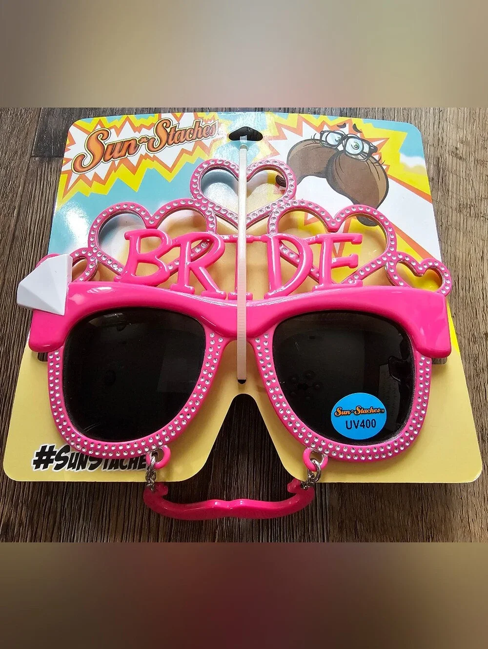 Novelty 'Bride' & 'Groom' Sunglasses in Bright Pink -